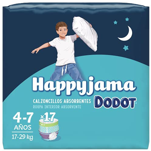 Dodot HappyJama - Pañales Niño 4 - 7 Años, 17 Unidades, 17 - 29 kg, Protección anti-fugas Durante La Noche