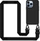 Tawarror Handyband für iPhone 13 Pro Hülle mit Band, Handyhülle für iPhone 13 Pro Case Silikon mit Kette Stoßfest Schutzhülle mit Weichem Mikrofaser-Innenfutter, Kordel zum Umhängen, Schwarz