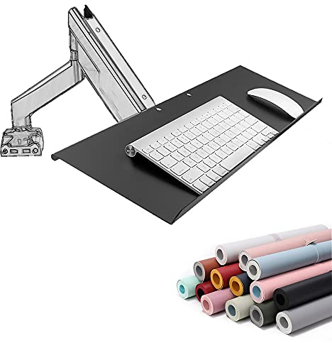 HSJCZMD Monitor Standarm-Tastatur-Tablett, Aluminiumlegierungs-Tastatur- und Mausablage, VESA100X100-Tastatur-Fach, Tastatur-Fach für PC-Monitorarm 60cm