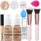 PHOERA Fond de Teint Couvrant Et Face Primer Liquide Couverture Complète Foundation PHOERA Correcteur,PHOERA Poudres,Pinceaux Fond de Teint Et Pinceau Poudre (104 Buff Beige + 105 Sand）