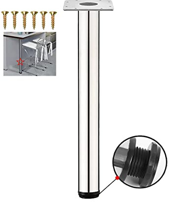 Meiping910226 Verstellbar Tischbeine aus Edelstahl,1 STK Verstellbar Möbelfuß Tischbein Verstellfuß Füße Rund,Regulierbare Höhe 20MMM,für Arbeitsplatte/Einheit/Frühstück Bar/Schreibtisch (H: 80cm)