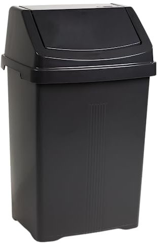 M1SS 50 Litre Midnight Dark Greyish Plastic Swing Bin Waste Recycle Dustbins Kitchen, Bathroom Rubbish Trash Refused Bins