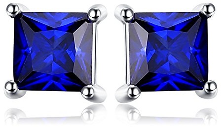JewelryPalace Quadrat Schliff 0.6ct Erstellt Saphir Ohrstecker Silber 925 Damen, Blau Schmuck Set, Ohrringe Silber Edelstein Mädchen, Rubinrot Ohrstecker Silber klein mit Stein Frauen