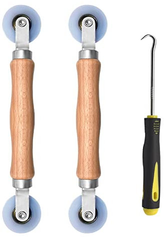 BAYTORY Lot de 3 Outils Pour Ecran, Rouleau Cannelé Avec Poignée en Bois et Roues à Roulement en Nylon, Kit de Réparation de Porte Moustiquaire Durable et Facile à Utiliser