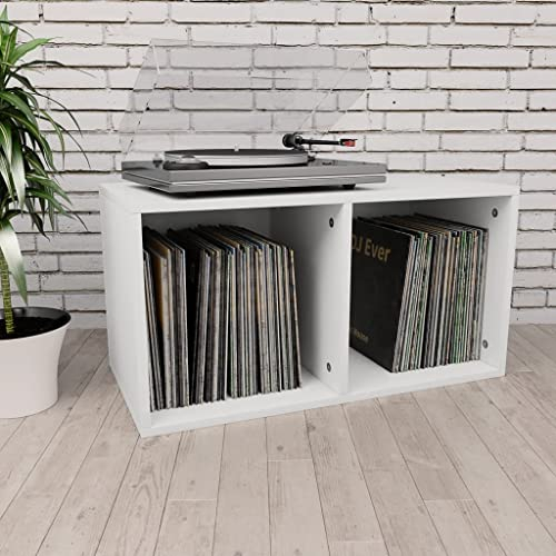 Festnight Schallplatten Aufbewahrung Plattenregal Schallplatten-Aufbewahrungsbox Schallplattenregal Schallplatten Schrank Schallplatten Aufbewahrung Wand Weiß 71×34×36 cm Spanplatte