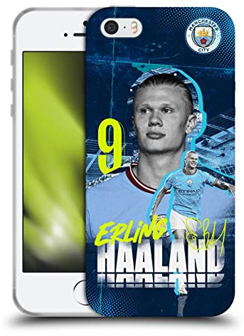 Head Case Designs Offizielle Manchester City Man City FC Erling Haaland 2022/23 Erstes Team Soft Gel Handyhülle Hülle kompatibel mit Apple iPhone 5 / iPhone 5s / iPhone SE 2016