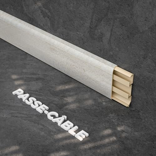 Plinthe passe-câbles PVC planche blanchie - 80mm - 1m
