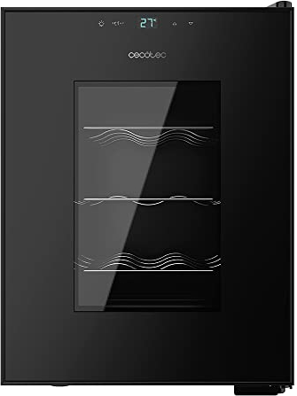 Cecotec Vinoteca de 12 Botellas Bolero GrandSommelier 1220 CoolCrystal. 31 Litros, Sistema Termoeléctrico de Enfriamiento, Alto Rendimiento, Temperatura Regulable, Luz LED Interior