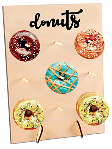 Donut Wand, Holz Donutständer, 9 Löcher Donuts Ständer, Donut Dekoration, Wedding Donut-Wandpaneele, Donut Halter für Hochzeiten Geburtstage Restaurants Partydekoration