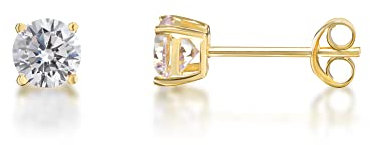 inSCINTILLE Lucciole Orecchini Punto Luce in Argento 925 Rodiato con Zirconia Cubica (Montatura Oro Giallo, 0.50 cm)