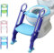 Siège de Toilette pour Enfants Pliable et Hauteur Réglable, Réducteur de Toilette pour Bébé avec Marches Larges et Antidérapantes, Lunette de Toilette Rembourré Confortable-bleu + violet