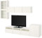 Ikea BESTÅ TV-Aufbewahrungs-Kombination / Glastüren, 300 x 42 x 211 cm, Weiß/Hanviken Weißes Klarglas
