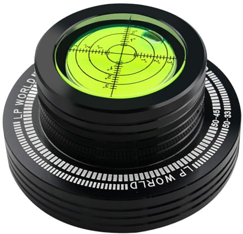 Record Weight Stabilizer, LP Weight Vinyl Clamp, 50Hz Turntable Level, 45RPM Strobe Scale All-in-One Record Puck, LP Phono Disc Stabilizer with Bubble Level for Phonograph Turntable Record Players