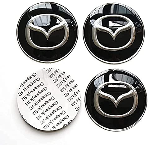 DOCHKA 4 Stück Radmittenkappen für Mazda, 65mm Nabendeckel, Ersetzbar Radnabenabdeckung, mit Logo-Emblem-Aufkleber, Wasserdicht Staubdicht, Schmücken Zubehör