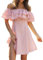 Adhdyuud Robe vichy à volants et épaules dénudées pour femme - Robe d'été vintage à carreaux, rose, XL