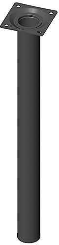 Element System Stahlrohrfüße rund, Tischbeine, Möbelfüße inklusive Anschraubplatte, Länge 40 cm, Durchmesser 30 mm, Farben schwarzmatt 11100-00184