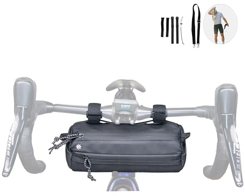 Lumiere & Co. Bike Handlebar Bag - Durable, Multiple-Size Options and Multi-Color Options -Dual Elastic Straps, Clips & Hook & Loop Attachments (Medium, Black)