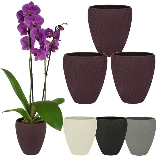 Spang Luna Orchideentopf Orchideen Übertopf Blumentopf Topf ○ Made in Germany (3er Set, Lila)