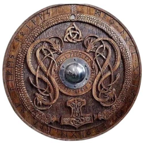 Mittelalterlicher Wikinger Holzschild Historischer Ritter Rüstung Schild Schlacht Kampf Krieger Schild Holzschild Nachstellung LARP Rüstung Schild Halloween