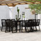 Gecheer 9-TLG. Garten Essgruppe Terrassenmöbel Set 8 Personen Sitzgruppe Gartenmöbel Set Metall Esstisch mit Glas-Tischplatte & 8 Stuhl, Gartengruppe Sitzgarnitur Schwarz
