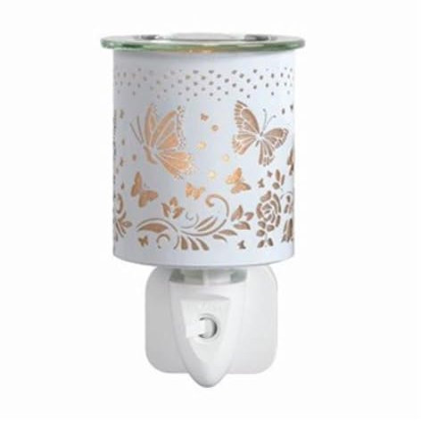 Aroma White & Gold Butterfly Plug In Wax Melt Warmer