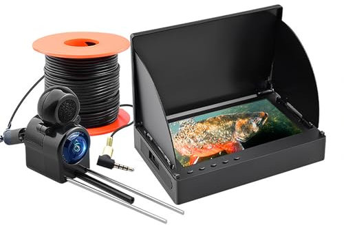 Lvpradior Underwater Fishing Camera, Portable IR Fish Finder Camera, HD 1080P, IP68 Waterproof Ice Fishing 220° Ultra Wide Angle Lens for Lake Boat Sea (20m)
