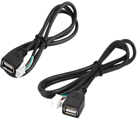 CGEAMDY 2 Stück Auto USB Verlängerungskabel Adapter, 4 Poliger und 6 Poliger Anschluss Kabel, USB Buchse Schnittstelle zu Armaturenbrett Mount Panel Verlängerungskabel