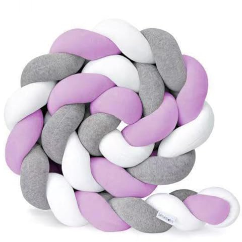 Babybett Geflochten Nestchen 2m, Geflochtenes Seitenschläferkissen,Dekokissen flauschig Zierkissen geflochten,100% Baumwolle Nestchenschlange Babybett Gestrickt Stillkissen Bettrolle Kissen(G,4m)