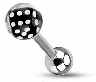 Piersando Piercing Zunge Intim Oral Ohr Tragus Zungenpiercing Ohrpiercing Stecker Stab Barbell Kugel Ball Würfel Inlay Schwarz