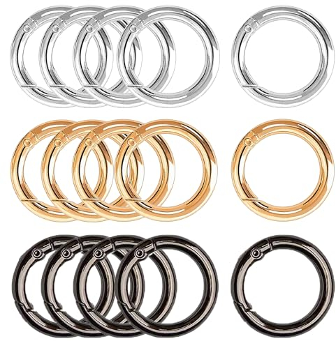 XCSJ 15 Stück Runde Karabiner 39mm Sehr Robust Zinklegierung Runde Karabiner Ring Karabinerhaken Rund Karabiner Rund O Ring für Schlüsselanhänger, Tasche, Schmuck, Diy Handwerk Machen (3 Farben)