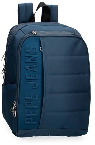 Pepe Jeans Ancor Laptop-Rucksack aus Polyester, breite Schultergurte, ergonomisch, gepolstert, perfekt auf den Rücken, von Joumma Bags, blau, Tagesrucksa