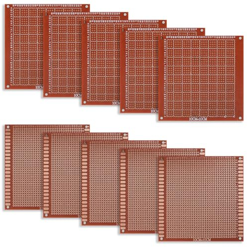 10 Stück Lochrasterplatte, Leiterplatte, PCB Prototyp Board Universal, Lochrasterplatine, Leiterplatten Kit für Prototyping, DIY Projekte - 10 * 10 cm