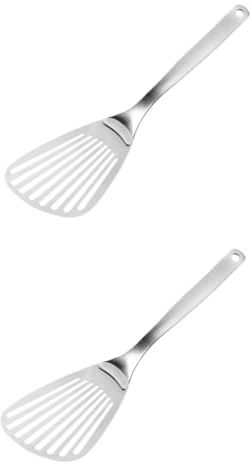 Garneck 2 Stk Pfannenwender aus Edelstahl japanischer Brattopf Backwarenschneider edelstahlspachtel pizza shovel Backschaufel Steakspatel Rostfreier Stahl frittierter Fisch Kochspatel