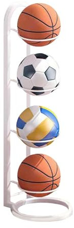 Vertical Ball Storage Rack | Ball Display Rack | Free Standing Metal Basketball Holder | Multi-Layer Ball Organizer Rack For Basketball Football Volleyball