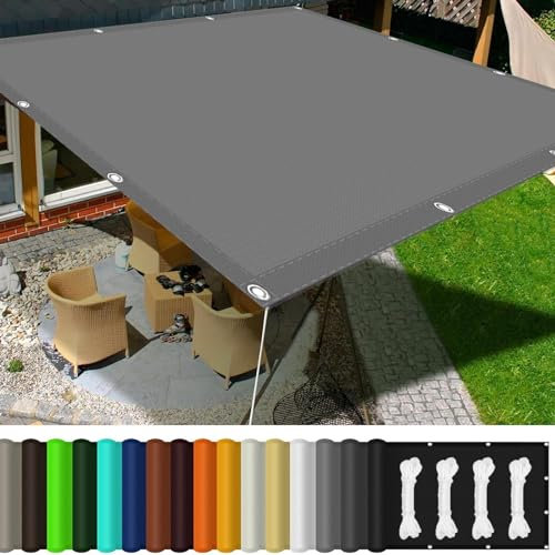 Voile D'Ombrage Carrée 2.8 x 6 m Anti-UV Fermeture Opacité de Lumière Voile de Parasol Voile D'Ombrage avec Corde Gratuite, pour Pergola, Fleurs, Patio Lawn, Pet House, Gris Foncé