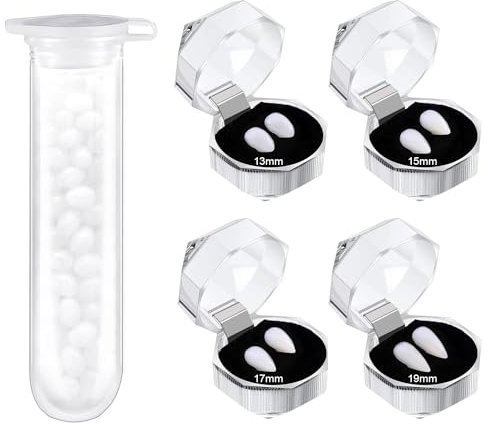 ZETIY 5 zanne per denti da vampiro, 4 paia di protesi finte con 1 tubo, adesivo per cosplay, Halloween, costumi, bomboniere (13 mm, 15 mm, 17 mm, 19 mm)