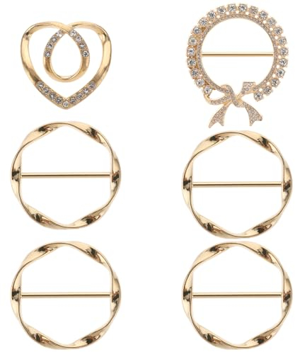 Giantree T Shirt Clip Schnalle, 6 Stück Schal Ring Clip Ring, Runder Schnalle Gürtelschnalle Damen Shawl Buckle Legierung Schal Clips Seitliche Taille Kleidungsspanner für Seidenschals Kleider(Gold)