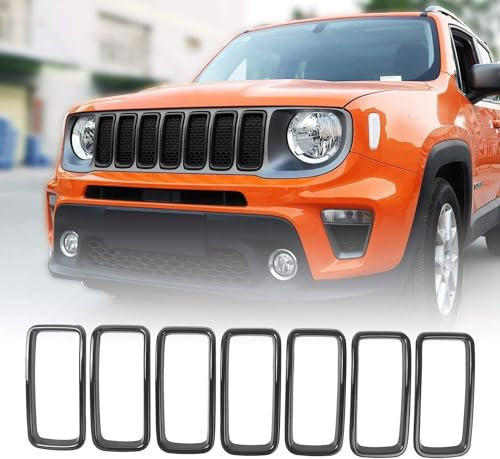 IONZS Auto Front Kühlergrill für Jeep Renegade 2019 2020 2021,Mesh-Grill für die Stoßstange,Vorne Kapuze Kühlergrill,Mittelnetz Grilles,A/Black