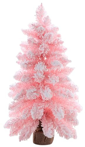 Albero di Natale in fibra ottica Mini albero di Natale 23.6 pollici albero di Natale a matita artificiale Snow Desktop Christmas Albero di Natale con supporto per le decorazioni per la casa di Natale