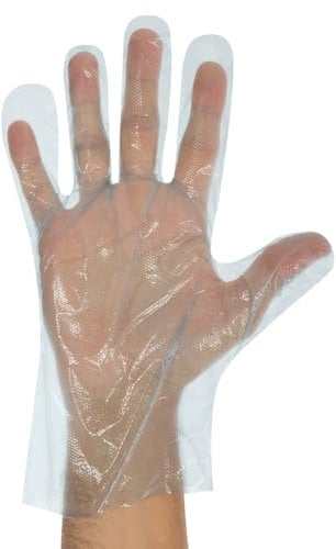 FRANZ MENSCH 50 Stück Hygonorm HDPE-Handschuhe Polyclassic Strong, blau, 9/L, L: 29cm, Spenderbox (200 Stk.), Karton, Einmalhandschuhe, transparen Handschuhe