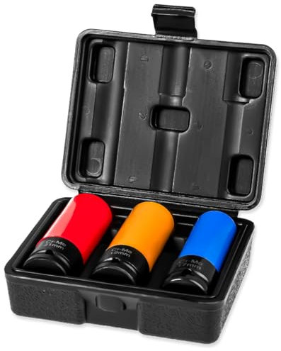 WALTER Schoneinsätze für Alufelgen | Schlagschrauber Nüsse 17mm 19mm 21mm Nuss Set Steckschlüsselsätze | 1/2 Zoll Steckschlüssel-Einsatz für Drehmoment- und Schlagschrauber