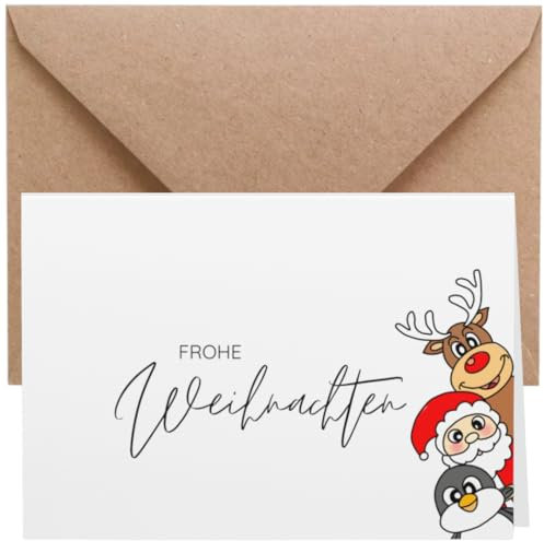 ZETTMANN® 20er Premium Weihnachtskarten mit Umschlag Set - 10 Weihnachtskarten und 10 Umschläge für Weihnachtskarte Klappkarten (Tiere)
