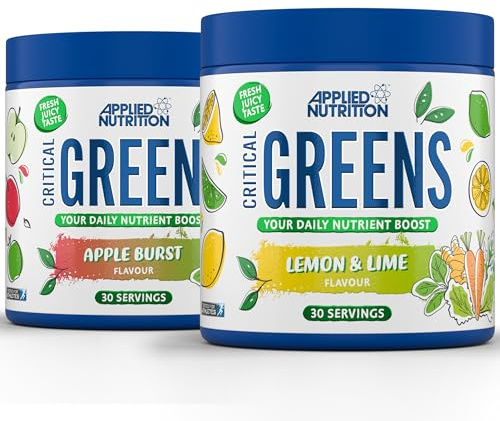 Applied Nutrition Critical Greens Bundle - Super Greens Powder, Boost Your Immune System with Superfood Nutrients, Vegan (150g - 30 Servings) (Lemon & Lime + Apple Burst)