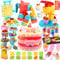 VBACALA 73 Piezas Accesorios de Plastilina Set, 4 en 1 Plastilina Infantil con Plastilina Heladero Hamburguesero Pastelero, Creaciones de Cocina con Herramienta de Modelado 24 latas de Plastilina
