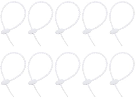 sourcing map Lot de 20 attaches de câble réutilisables en silicone de 22,9 cm pour la maison, le bureau, la cuisine, les sacs alimentaires, blanc
