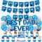 PAUBLLON Vatertagsdekorationen – Vatertagsbanner und Luftballons, Best Dad Ever-Luftballons, Kuchendekoration, Happy Father's Day Wimpelkette für Papa, Party, Zuhause, Bar, Outdoor-Dekorationen (A)