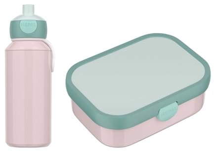 Mepal - Pausenset Campus Switch - Set für Kinder mit Pop-up Trinkflasche & Lunch Box - Lunch-Set für die Schule oder unterwegs - Spülmaschinenfest - 400 + 750 ml - Cool Pink/Cool Mint