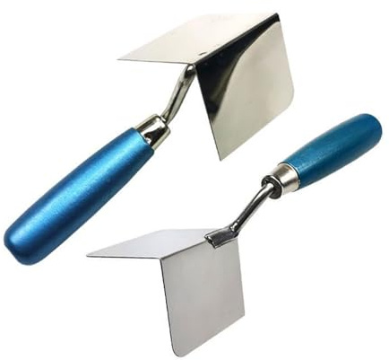 Yilceemy 2 piezas Paletas de Esquina, Paleta de Esquina Inoxidable, 80 x 60 mm, llana para esquinas interiores y exteriores, adecuada para trabajos en esquinas (azul)