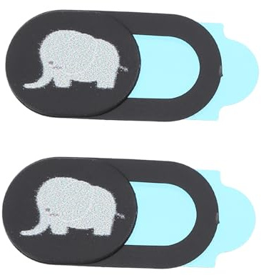 HOMSFOU Sichtschutz Schiebedeckel für Laptop und Smartphone, 2 Stück, Abs | Elefant und Pinguin Muster, Kleberückseite, Einfache Nutzung, für Private Kameraabdeckung Am Gerät