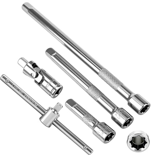 msymsyu Prolunga per chiave a bussola, 3 pezzi, 1/4, 50 mm, 100 mm, 150 mm, con attacco da 1/4, giunto angolare di 90° e impugnatura scorrevole per il montaggio, lavori di smontaggio